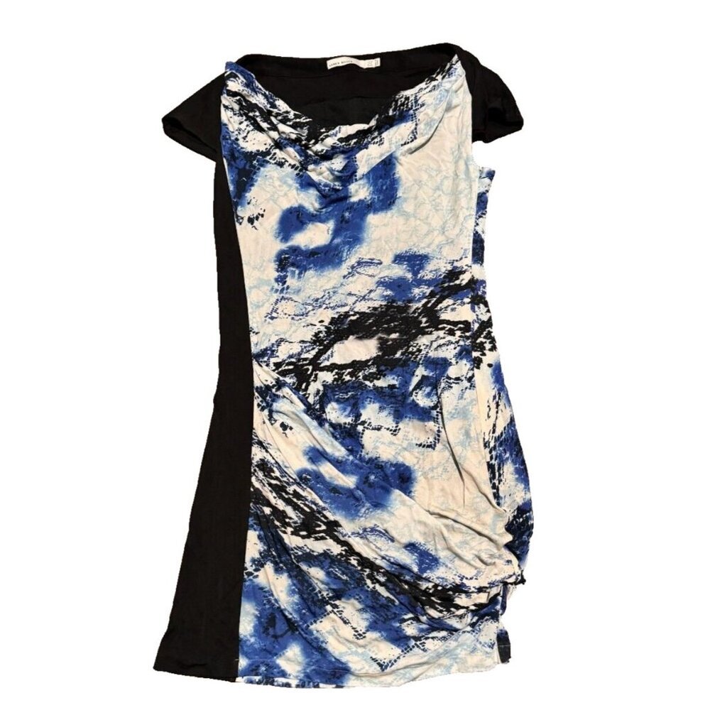 Karen Millen vintage dress Y2K Style ruched black white blue size 8